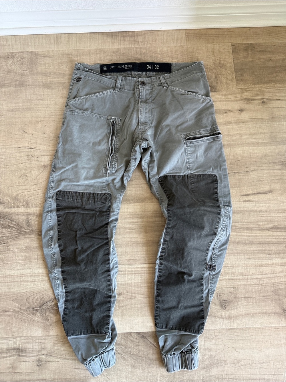 G-Star Two-Tone Gray Work Joggers with Black Knee Panels